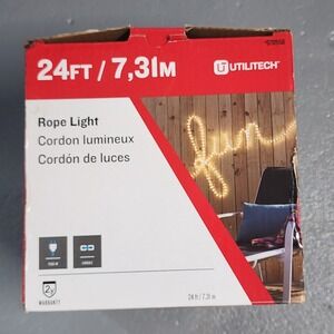 Utilitech Rope Light 24ft Warm White Plug-In Linkable Outdoor Indoor #0709156